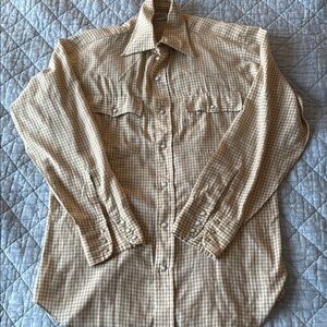 Tan Checkered Button-Up vintage Levis western style Shirt
